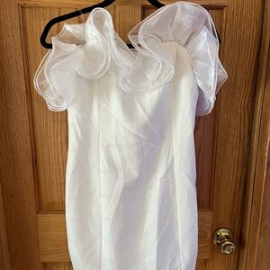 Main Strip White Satin Dress
